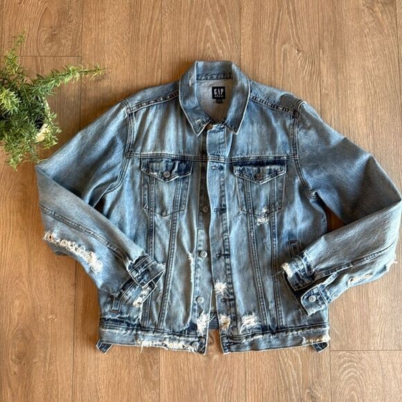 2000’s GAP OVERSIZED BOYFRIEND DENIM JACKET SIZE MEDIUM EUC - Picture 1 of 5